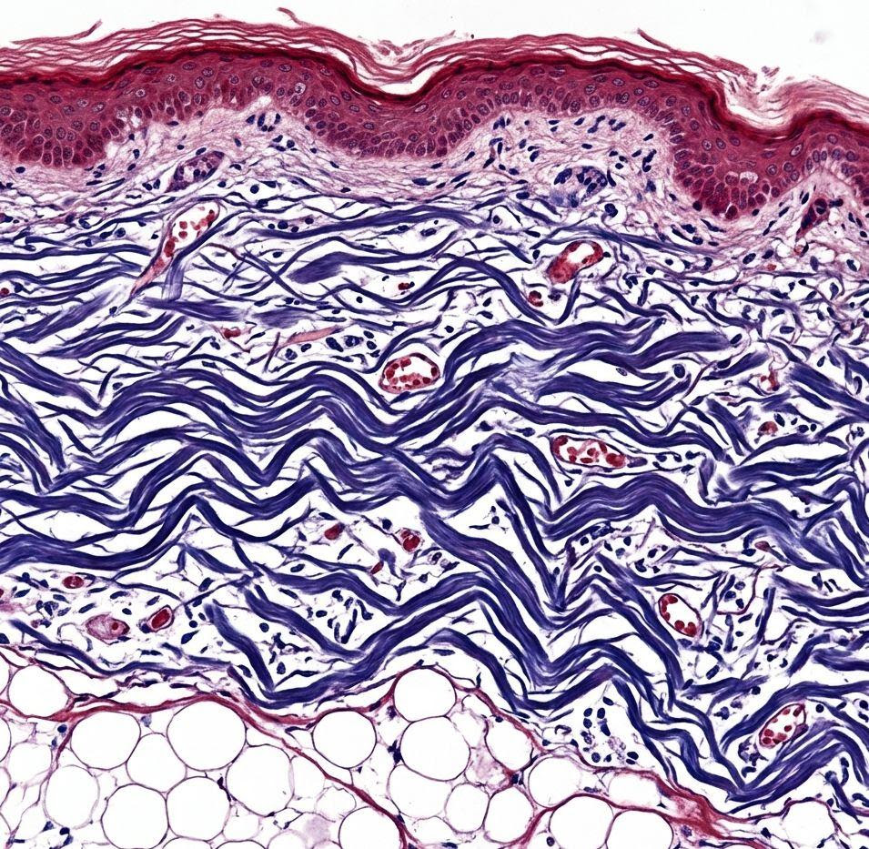 Histological cross-section of dermal collagen fibers